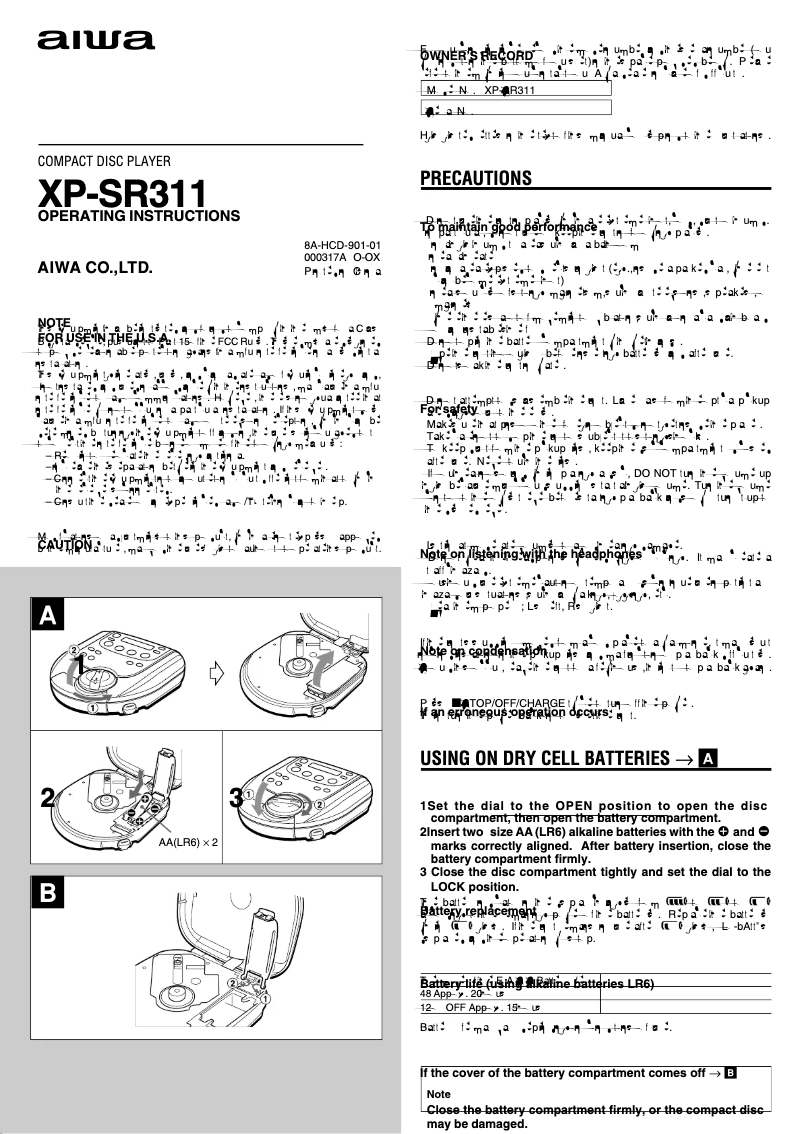 Página 1 del manual Manual de usuario Aiwa XP-SR311