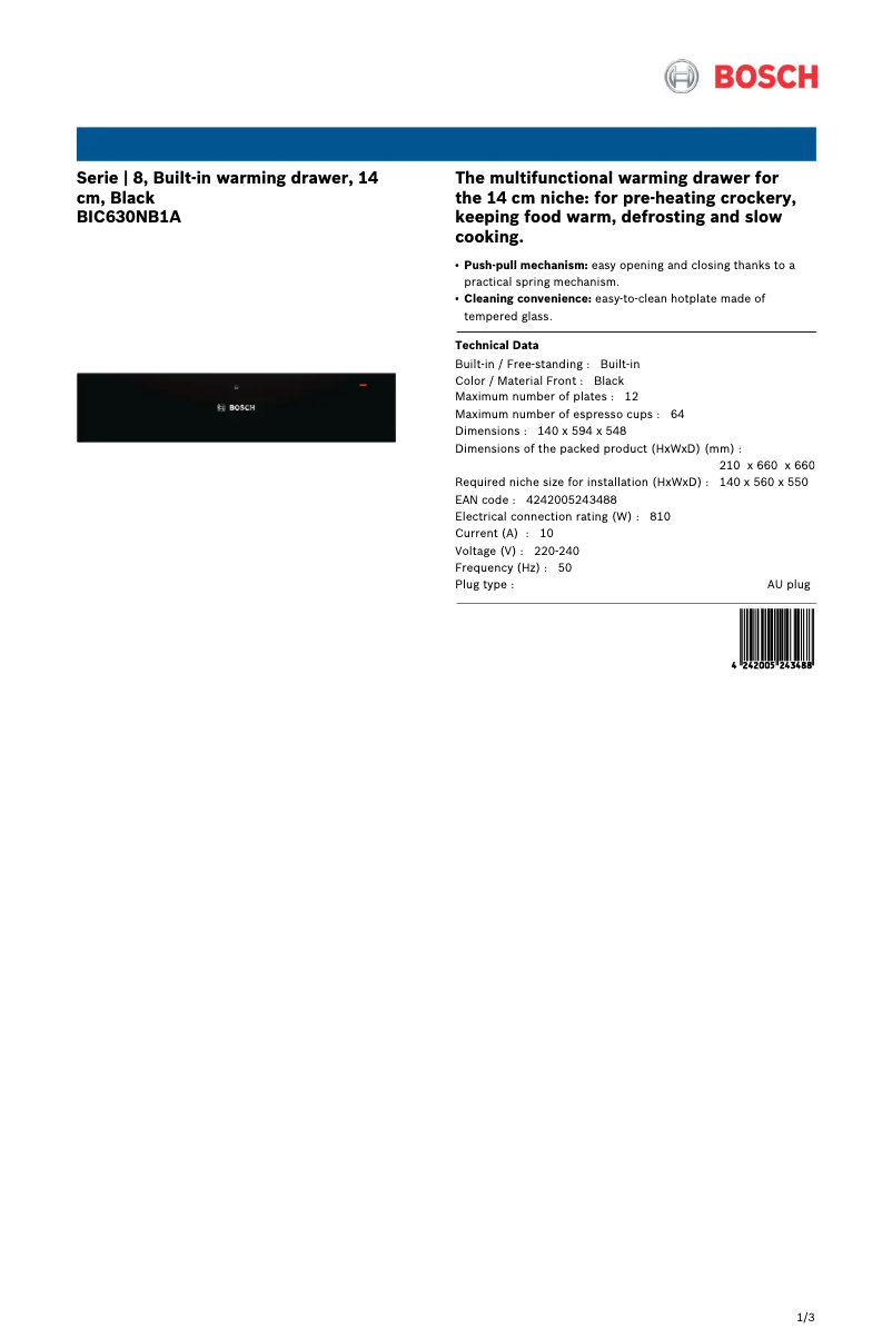 Página nº 1 - Ficha técnica Bosch BIC630NB1A