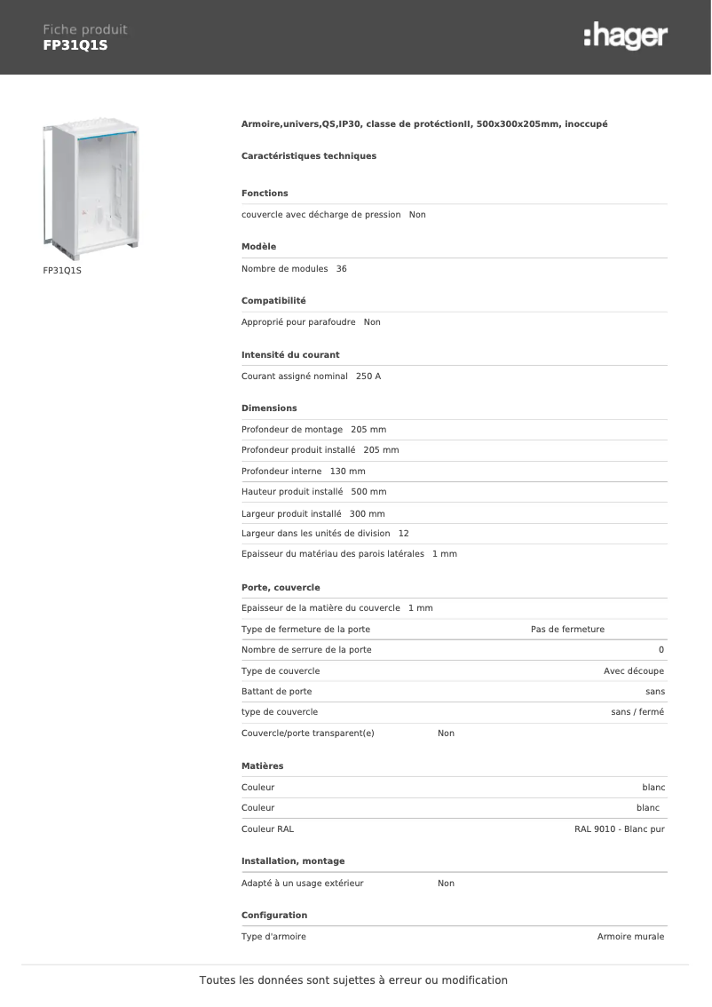 Imagen de la primera página del manual del dispositivo FP31Q1S