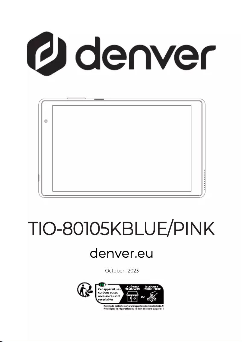 Página 1 del manual Manual de usuario Denver TIO-80105K