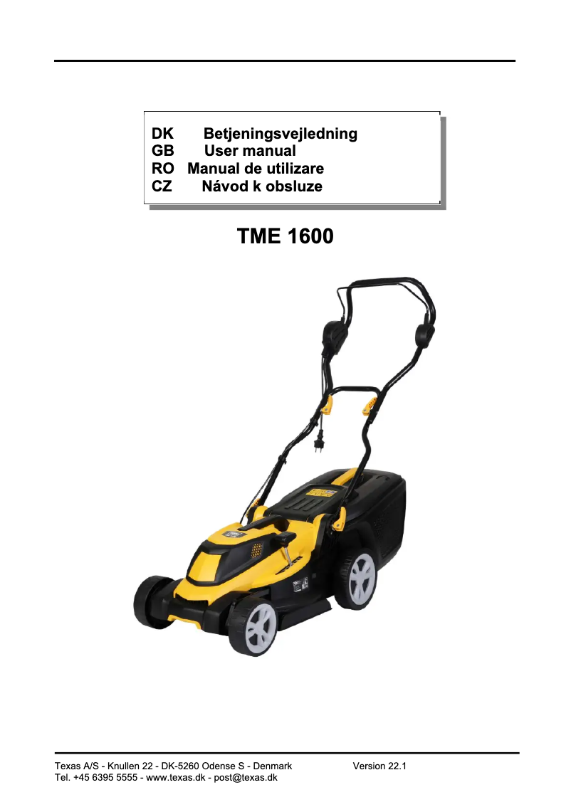 Imagen de la primera página del manual del dispositivo TME 1600