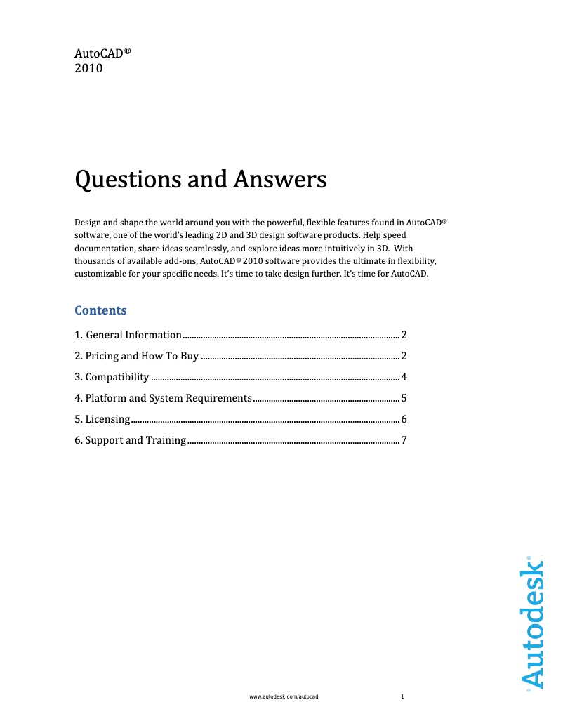Página 1 del manual Manual de usuario Autodesk AutoCAD 2010 SLM