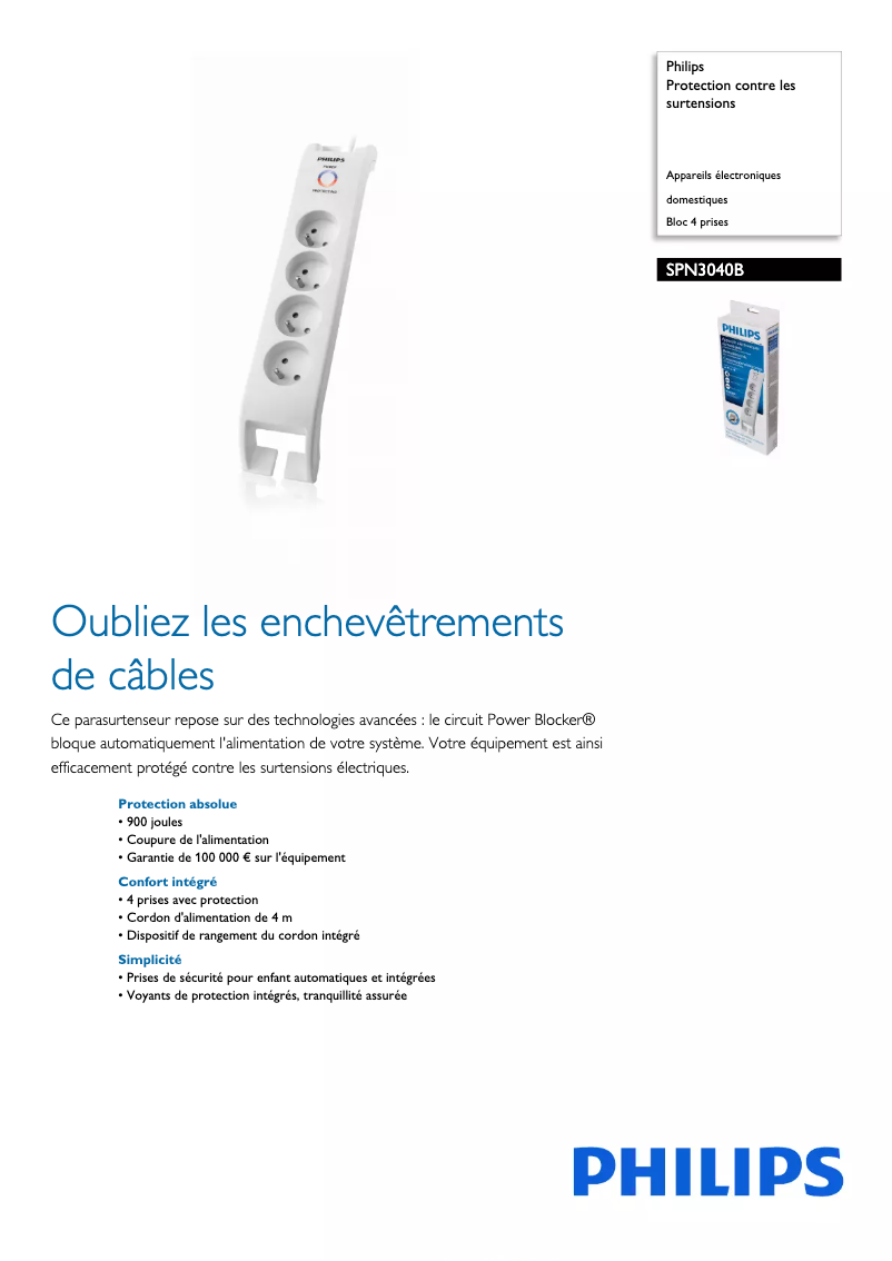 Página 1 del manual Ficha técnica Philips SPN3040B