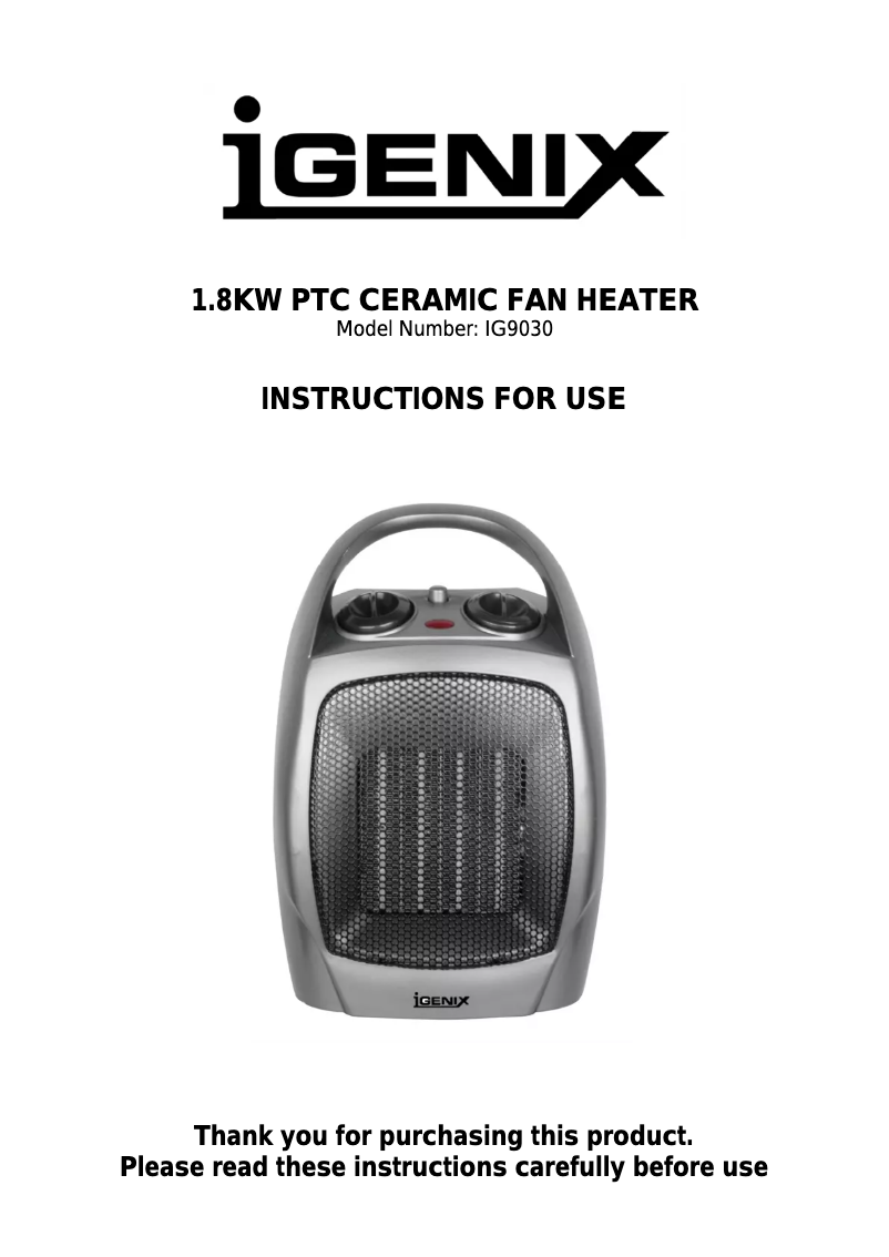 Imagen de la primera página del manual del dispositivo IG9030