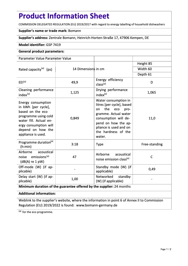 Imagen de la primera página del manual del dispositivo GSP 741