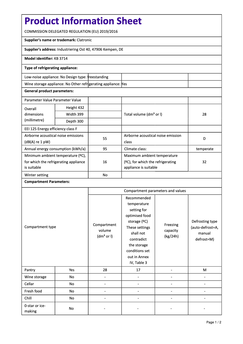 Imagen de la primera página del manual del dispositivo KB 3714
