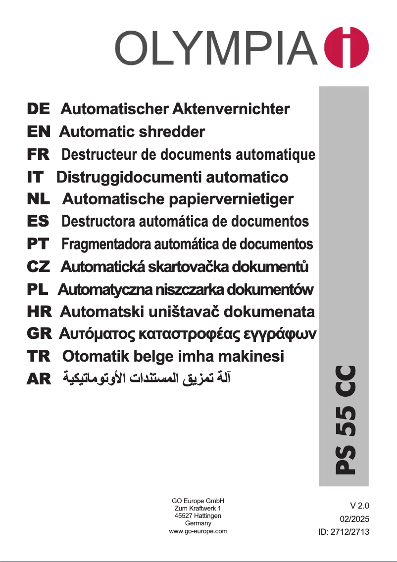 Imagen de la primera página del manual del dispositivo PS 55 CC
