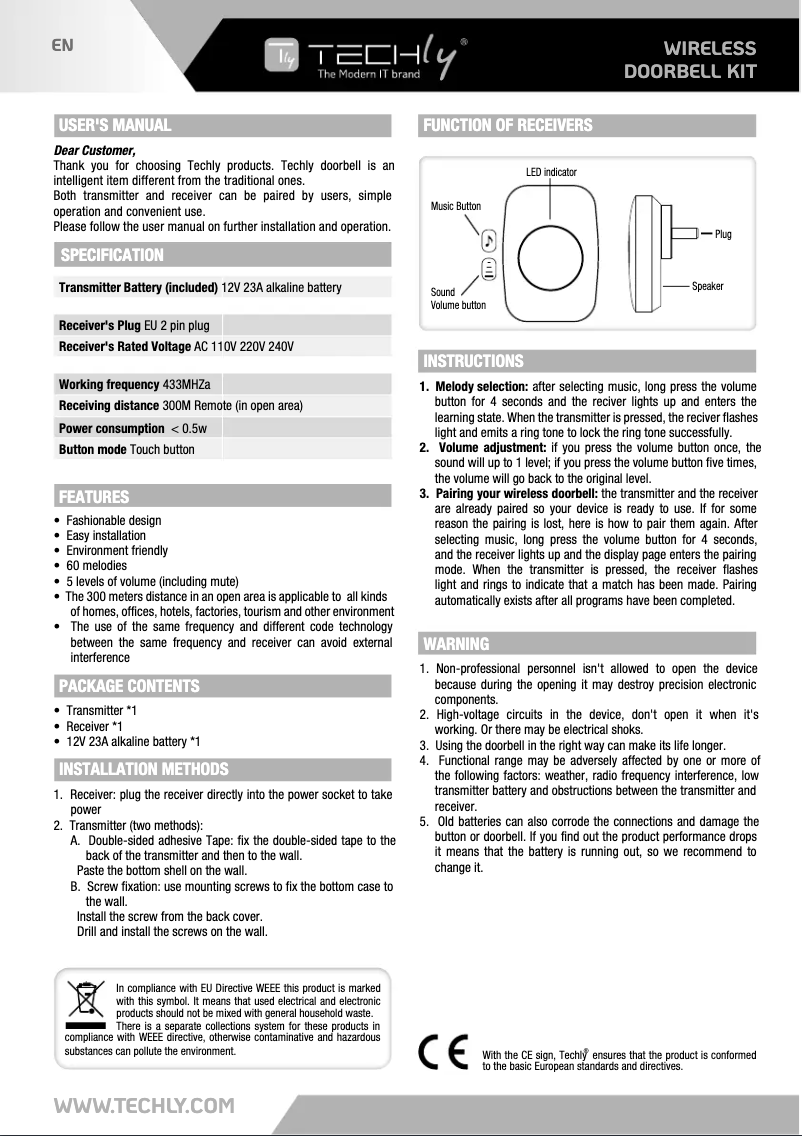 Página 1 del manual Manual de usuario Techly I-BELL-RING04T