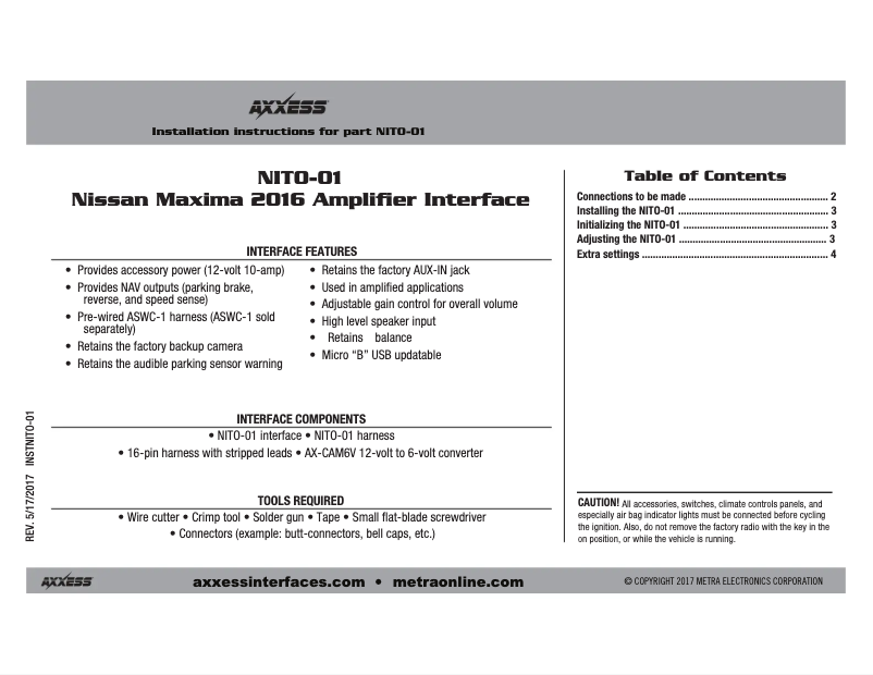 Imagen de la primera página del manual del dispositivo NITO-01