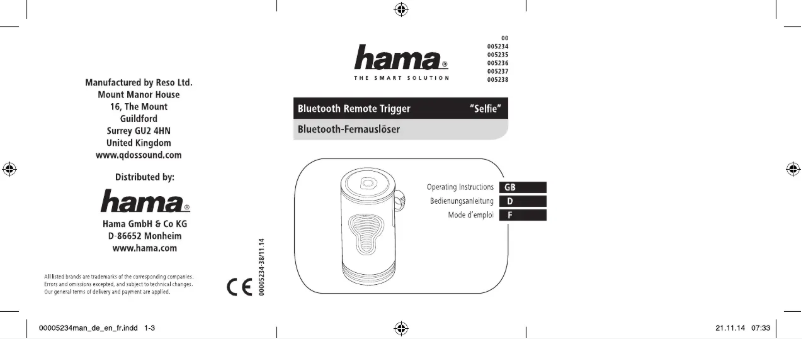 Imagen de la primera página del manual del dispositivo Selfie 00005238