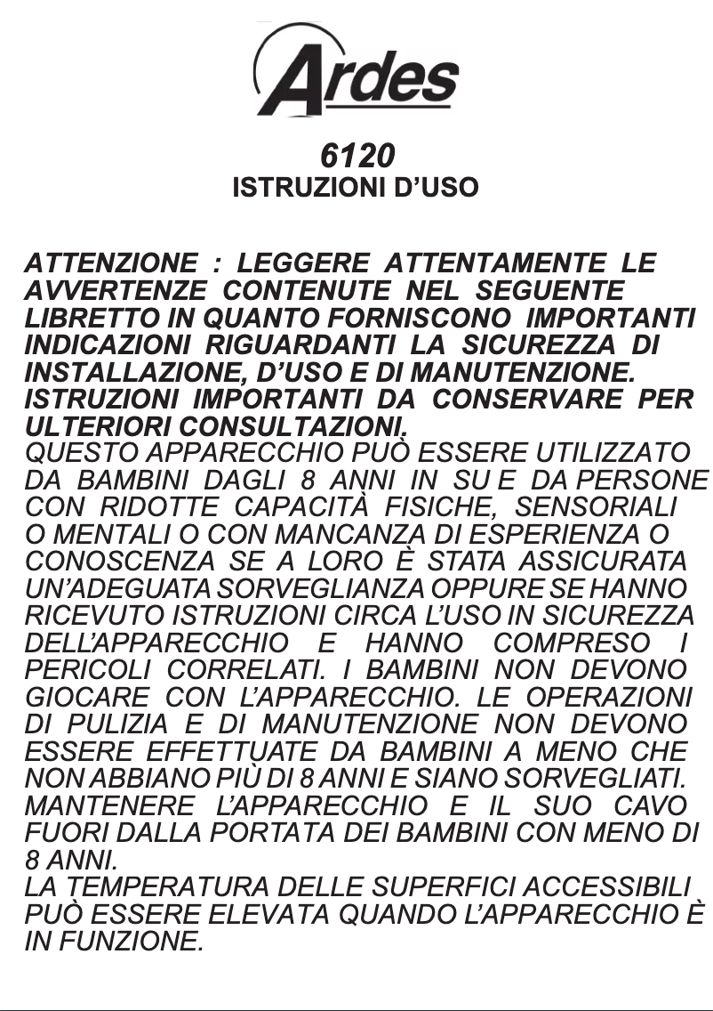 Imagen de la primera página del manual del dispositivo AR6120