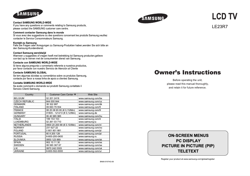 Página 1 del manual Manual de usuario Samsung LE23R71B