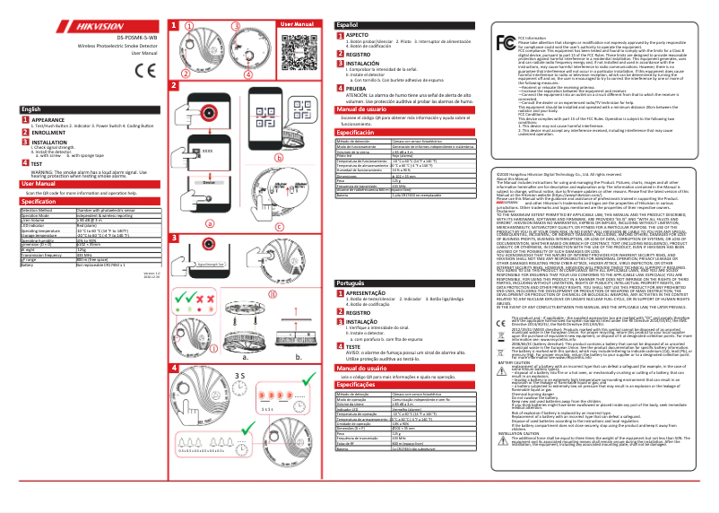 Imagen de la primera página del manual del dispositivo DS-PDSMK-S-WB