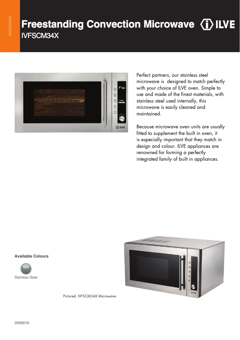 Página 1 del manual Ficha técnica Ilve IVFSCM34X