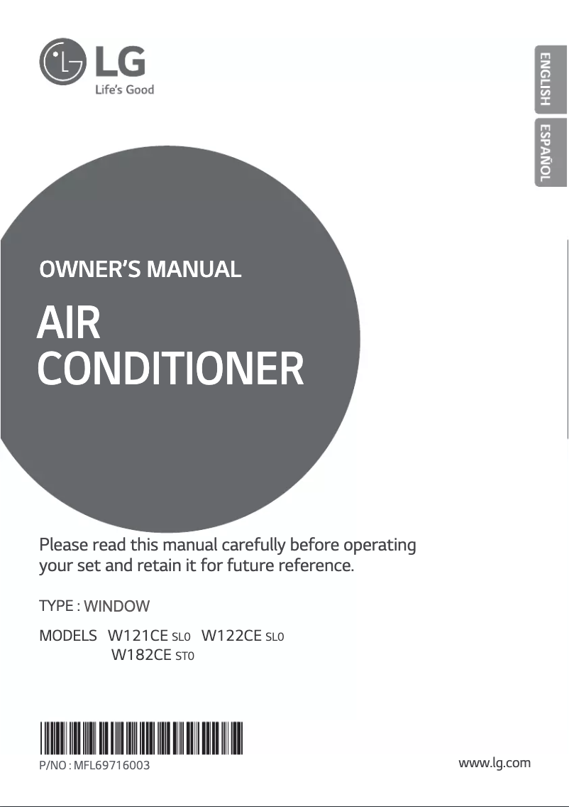 Página 1 del manual Manual de usuario LG W182CE