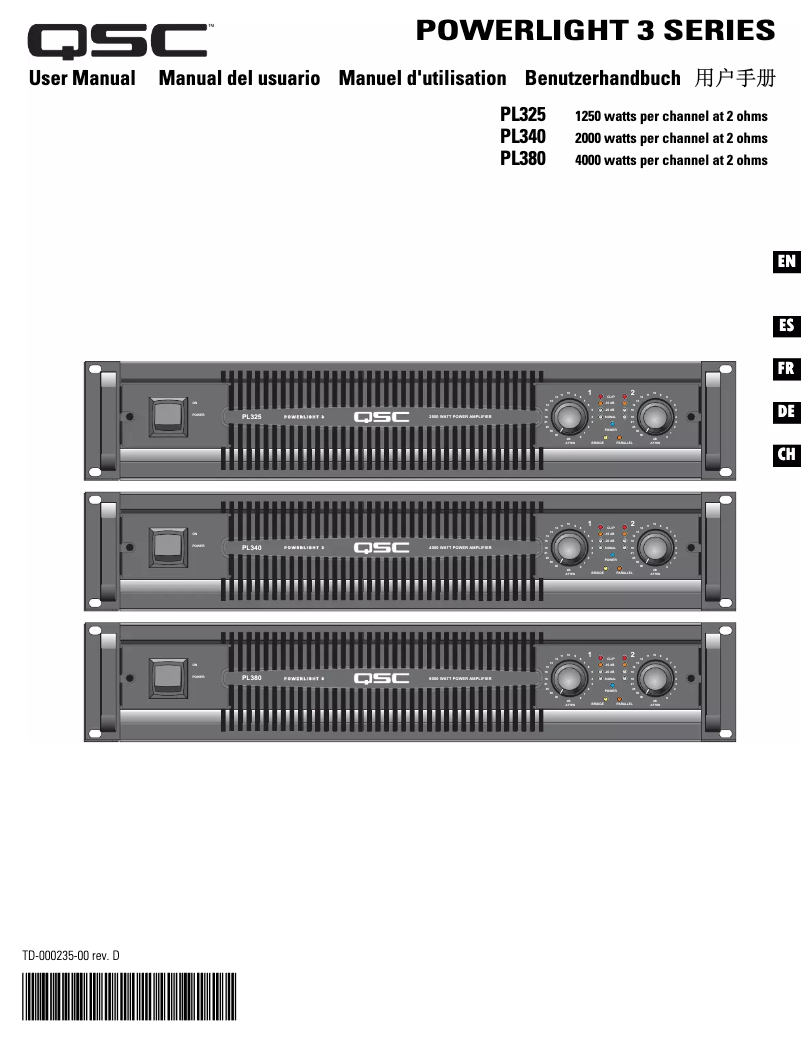Página nº 1 - Manual de usuario QSC Powerlight PL340