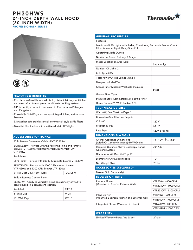 Imagen de la primera página del manual del dispositivo PH30HWS