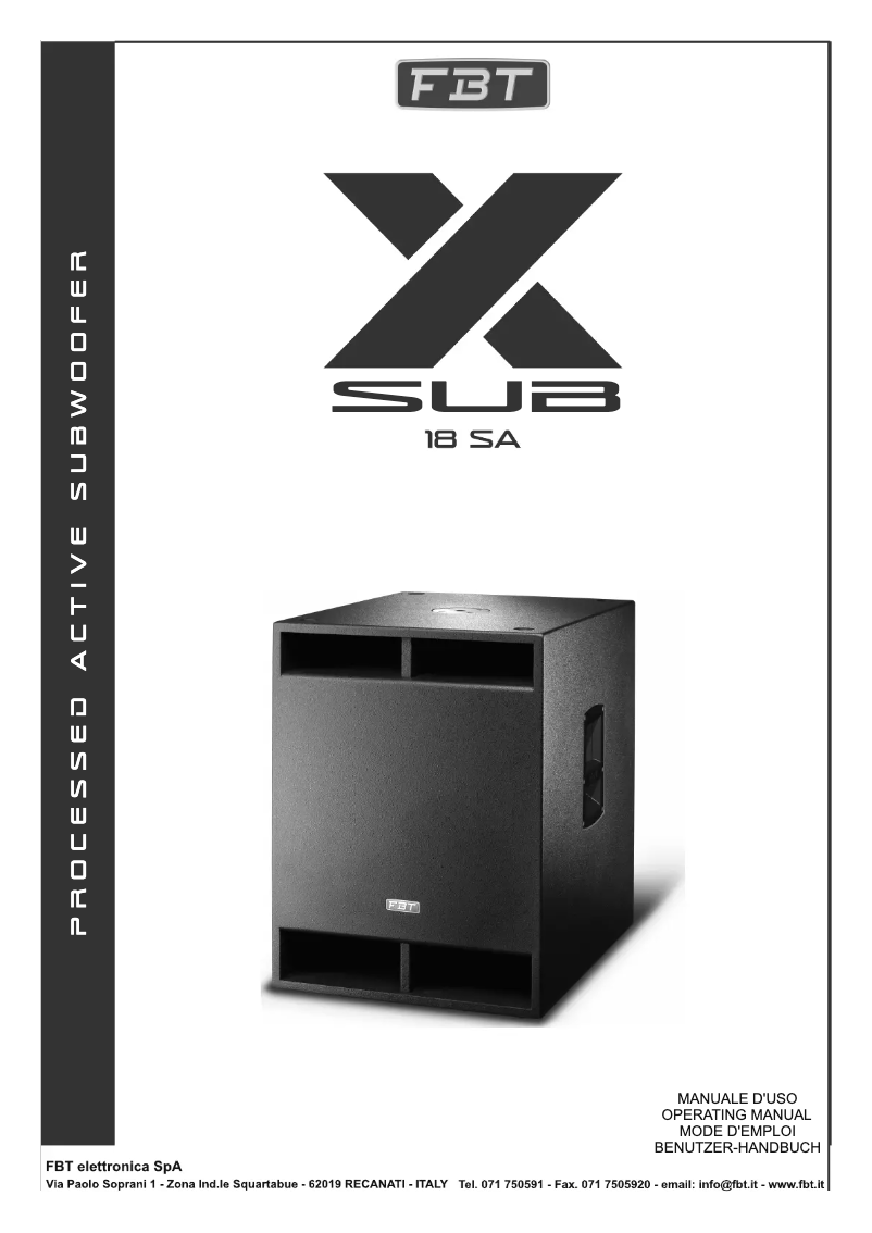 Página 1 del manual Manual de usuario FBT X-Sub 18SA