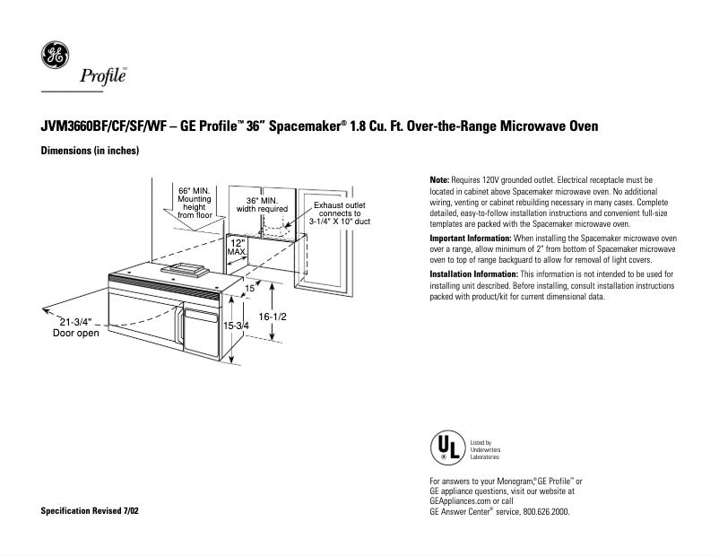 Imagen de la primera página del manual del dispositivo Profile JVM3660CD