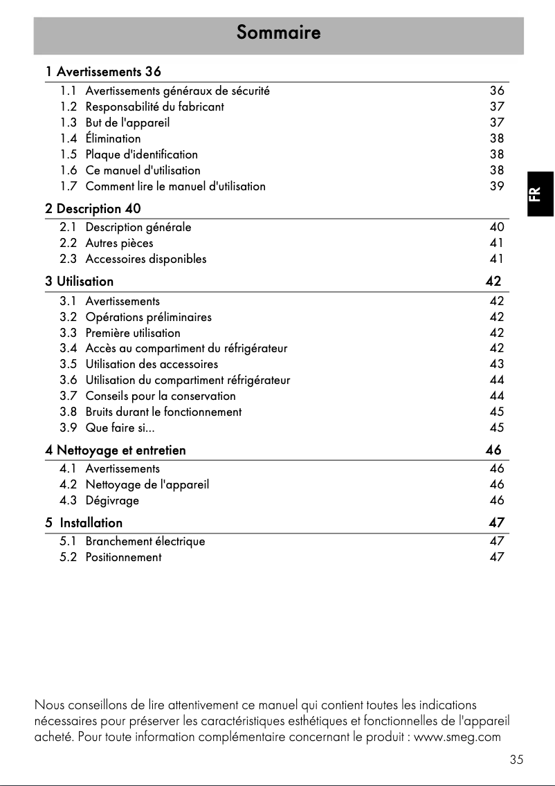 Página nº 1 - Manual de instrucciones Smeg 500BL