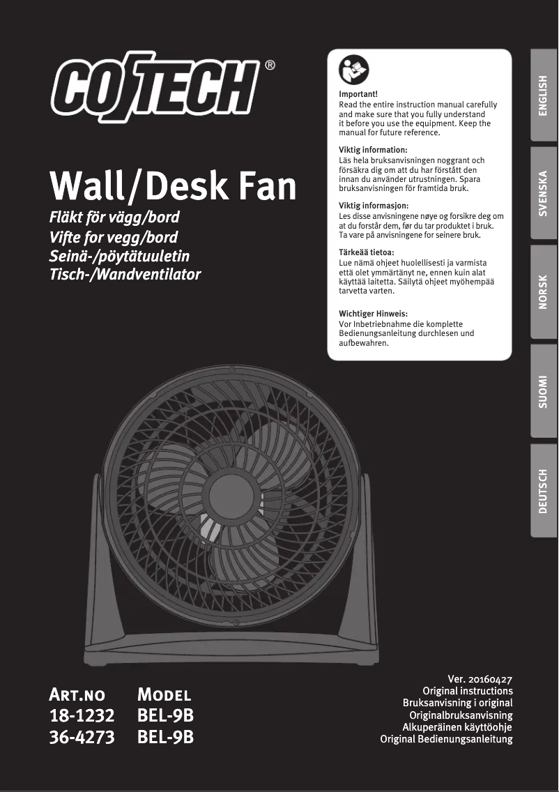 Página 1 del manual Manual de usuario Cotech BEL-9B