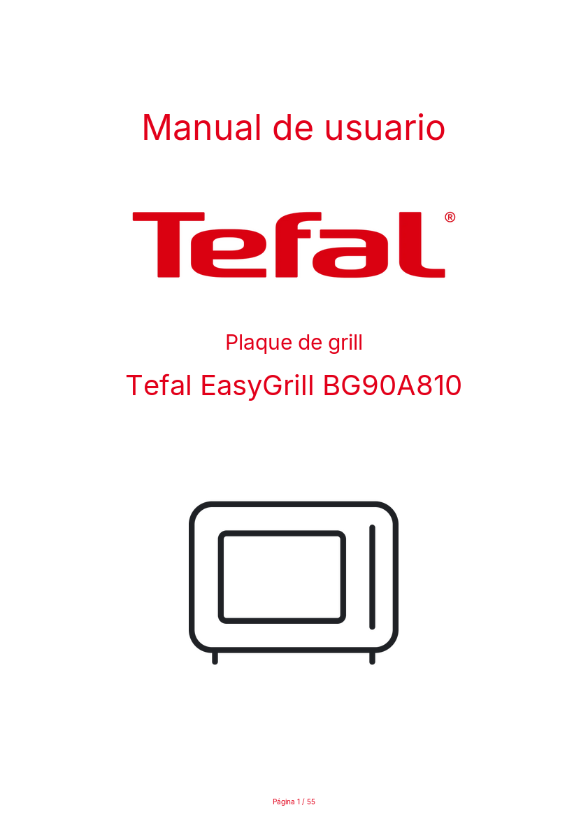 Página 1 del manual Manual de usuario Tefal EasyGrill BG90A810
