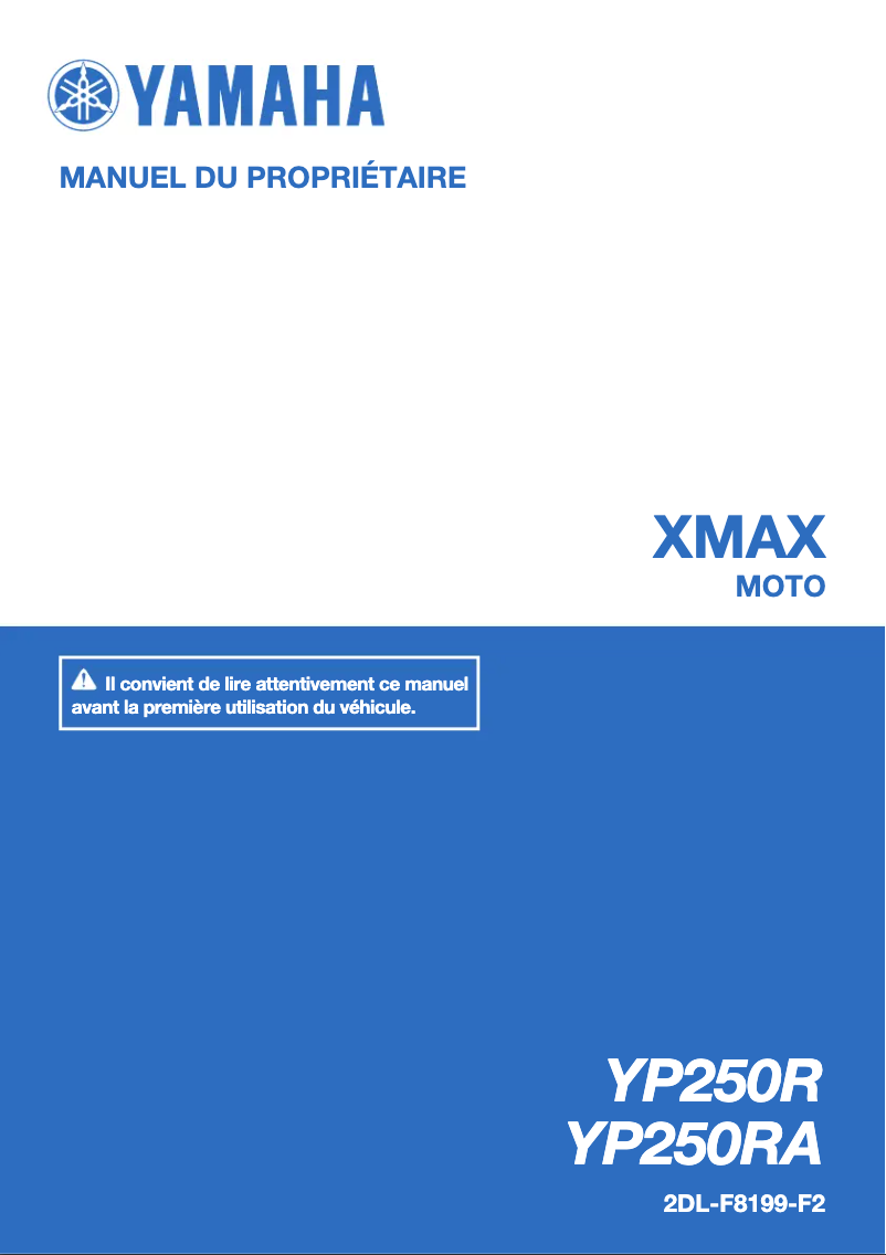 Imagen de la primera página del manual del dispositivo XMAX 250 (2016)