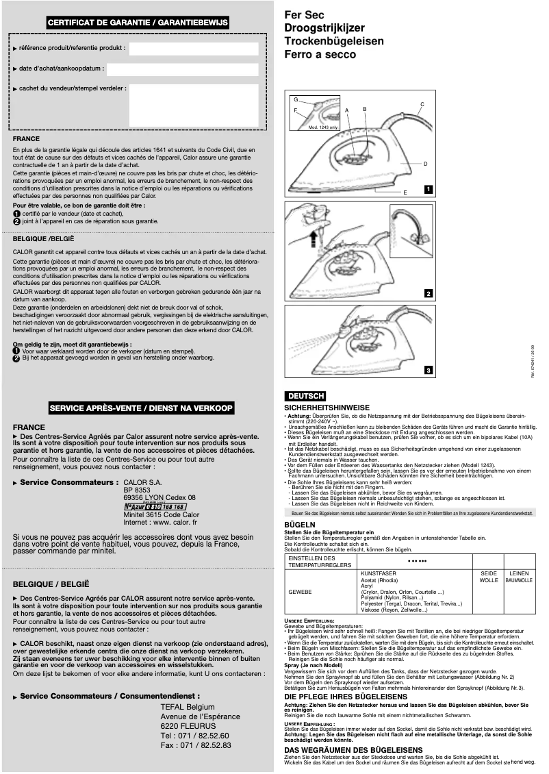 Página 1 del manual Manual de usuario Tefal 1241
