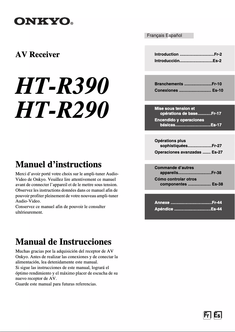Imagen de la primera página del manual del dispositivo HT-R290