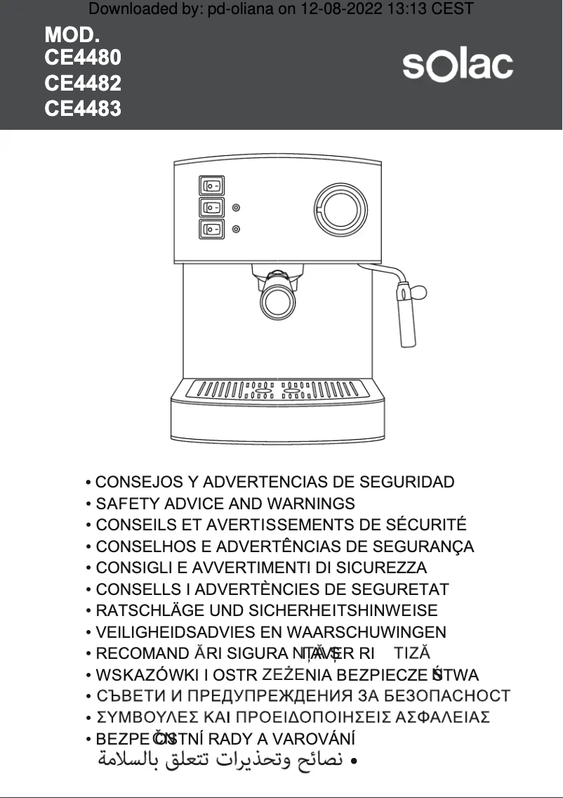 Página 1 del manual Instrucciones de seguridad Solac Taste Classic M80 Inox CE4483