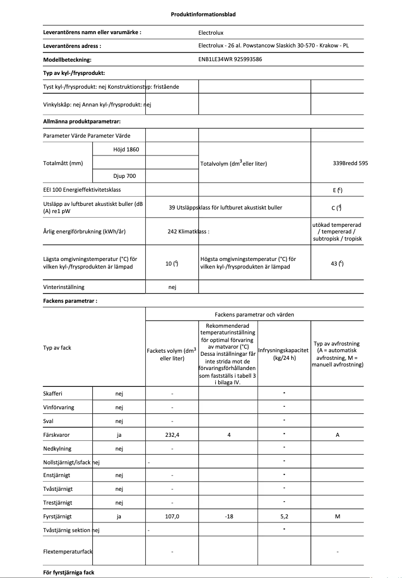 Imagen de la primera página del manual del dispositivo ENB1LE34WR