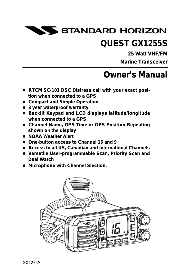 Página nº 1 - Manual de usuario Standard Horizon Quest GX1255S