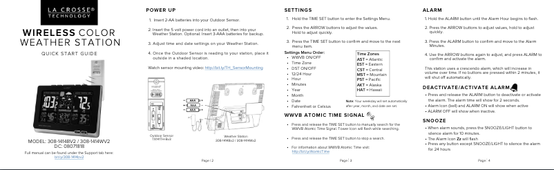 Página 1 del manual Guía de inicio rápido La Crosse Technology 308-1414WV2