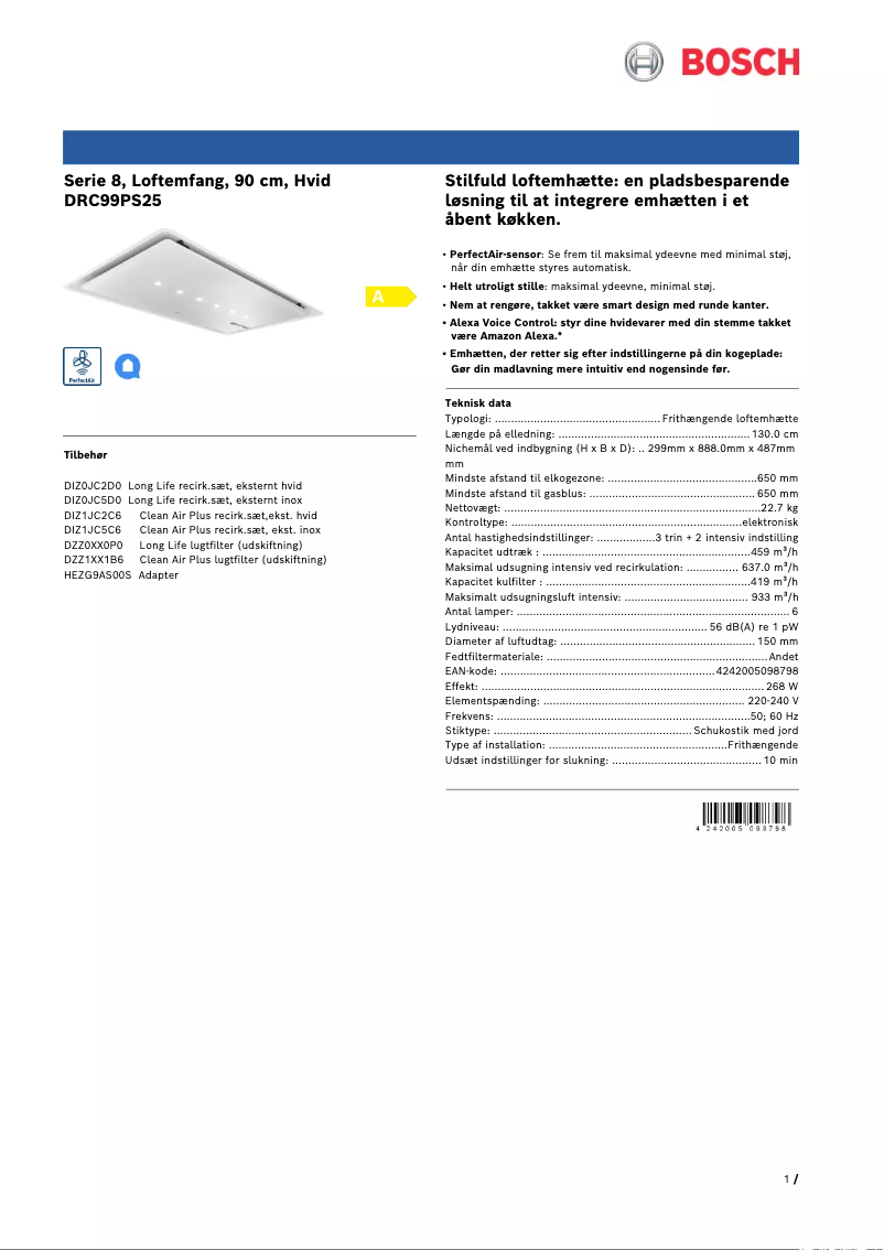 Página 1 del manual Folleto Bosch DRC99PS25