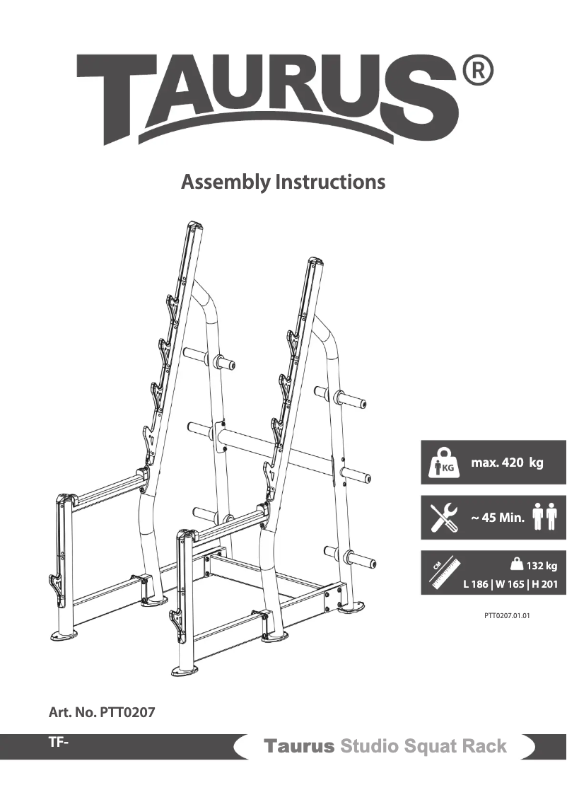 Imagen de la primera página del manual del dispositivo Studio Squat Rack