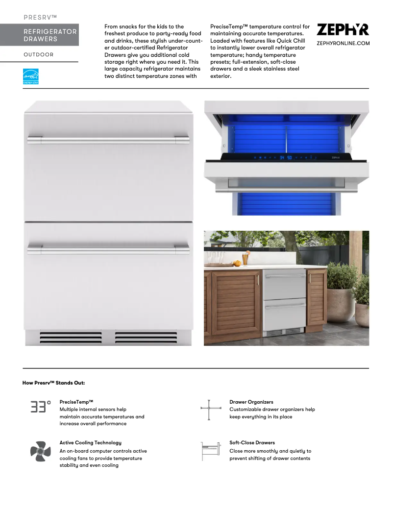 Página 1 del manual Ficha técnica Zephyr PRRD24C2AS-OD
