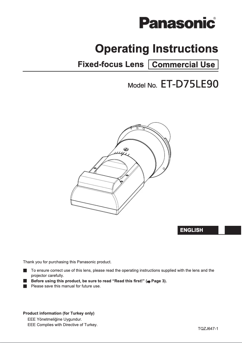 Página 1 del manual Manual de usuario Panasonic ET-D75LE90