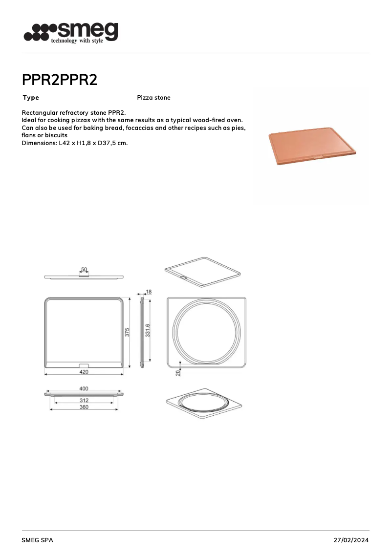 Página nº 1 - Ficha técnica Smeg PPR2
