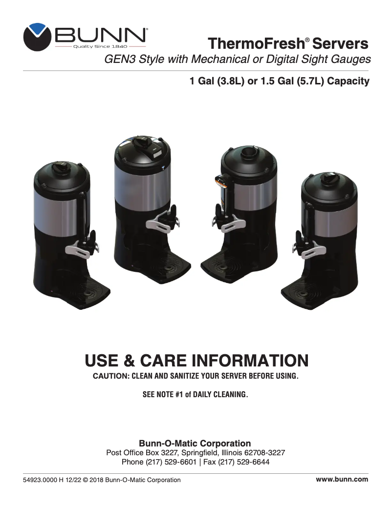 Imagen de la primera página del manual del dispositivo ThermoFresh