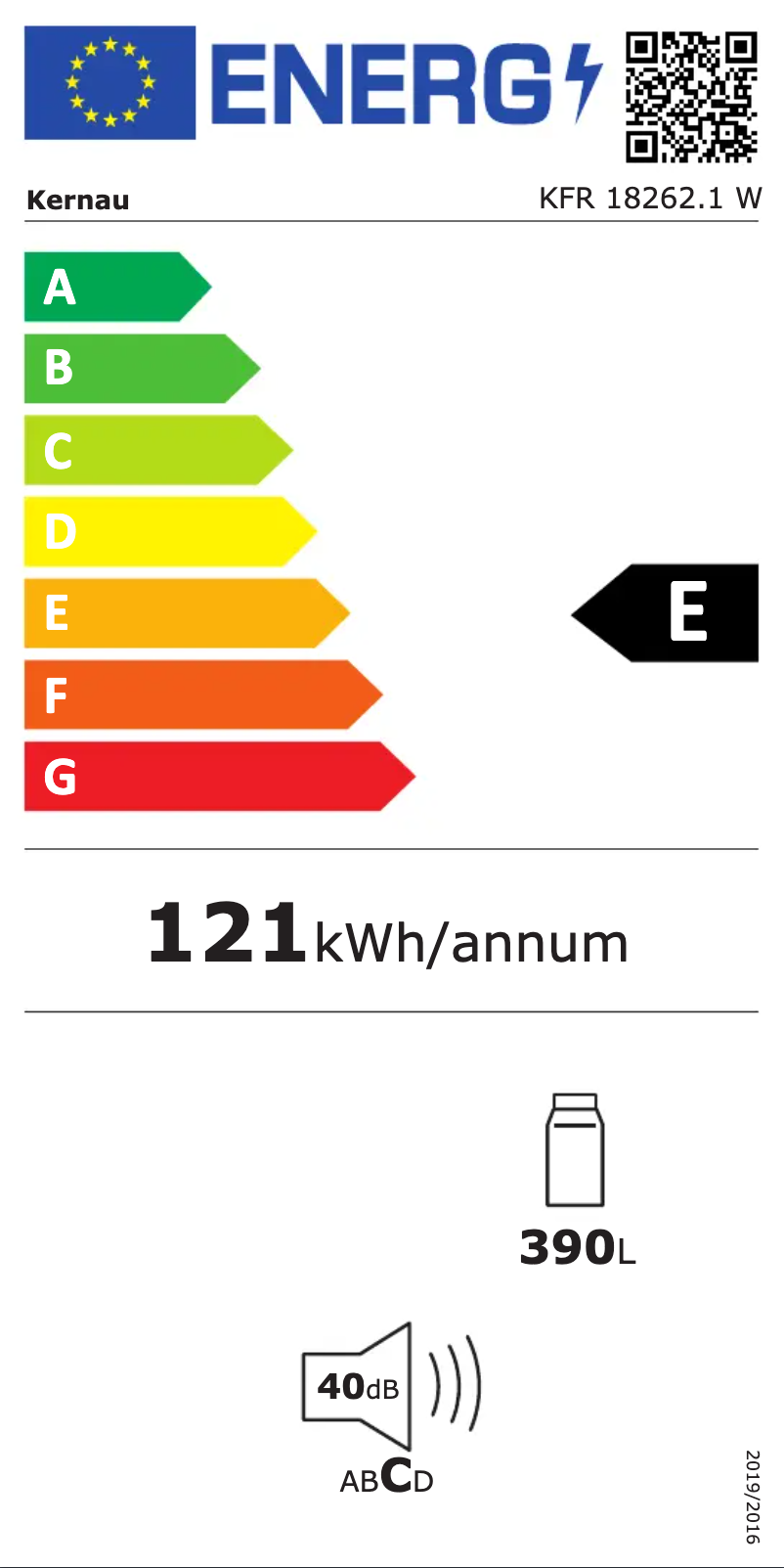 Página 1 del manual Etiqueta energética Kernau KFR 18262.1 W