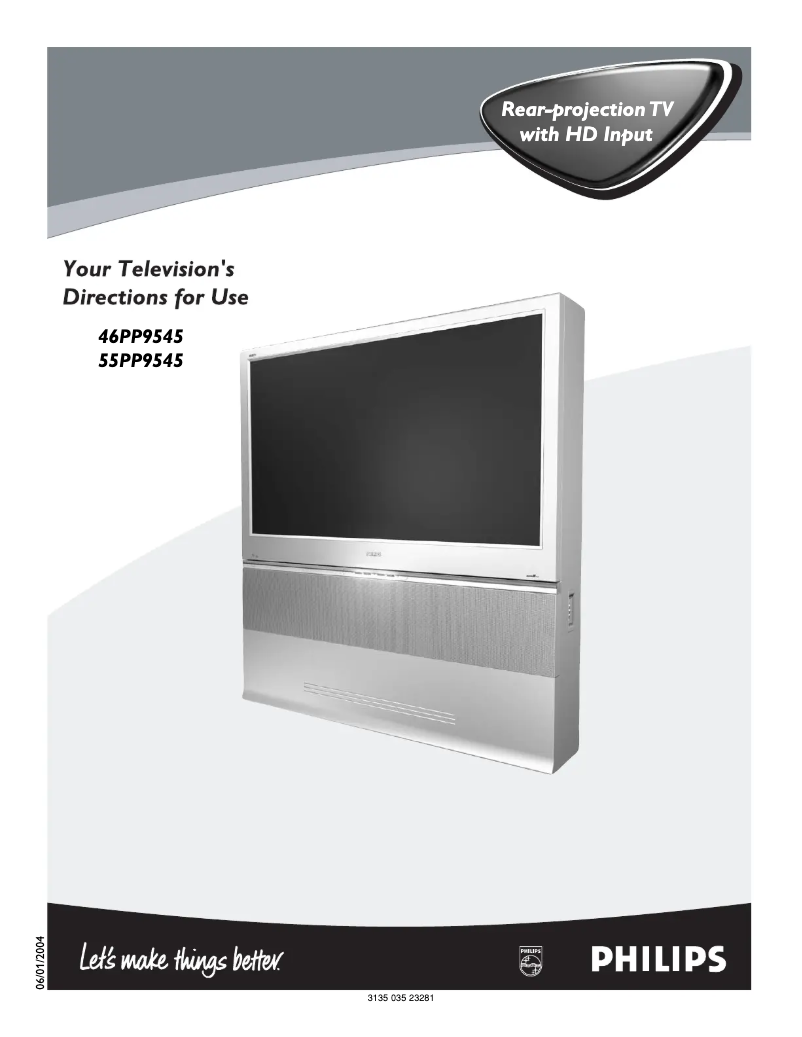 Imagen de la primera página del manual del dispositivo 55PP9545