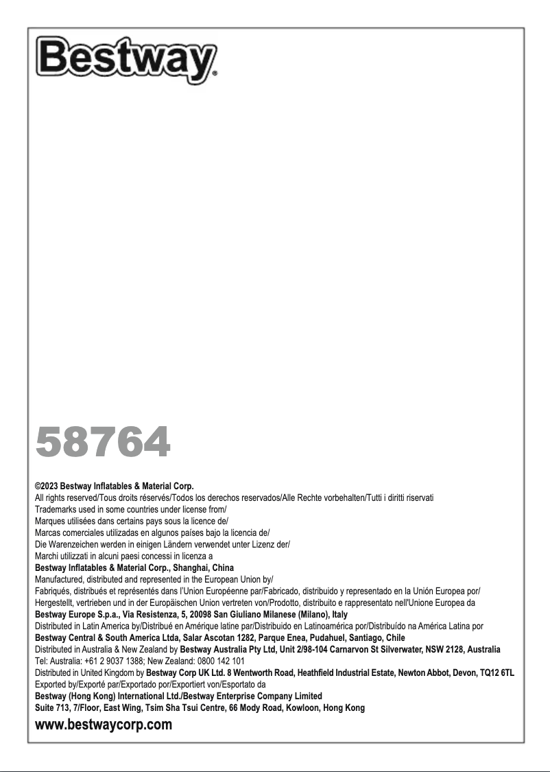 Página 1 del manual Manual de usuario Bestway 58764