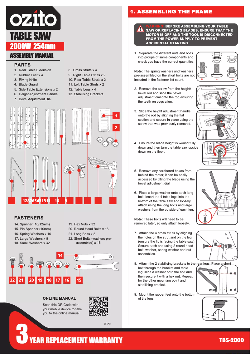 Página nº 1 - Manual de usuario Ozito TBS-2000