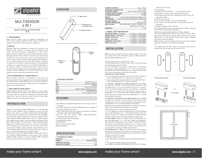 Imagen de la primera página del manual del dispositivo DOHULITE v2