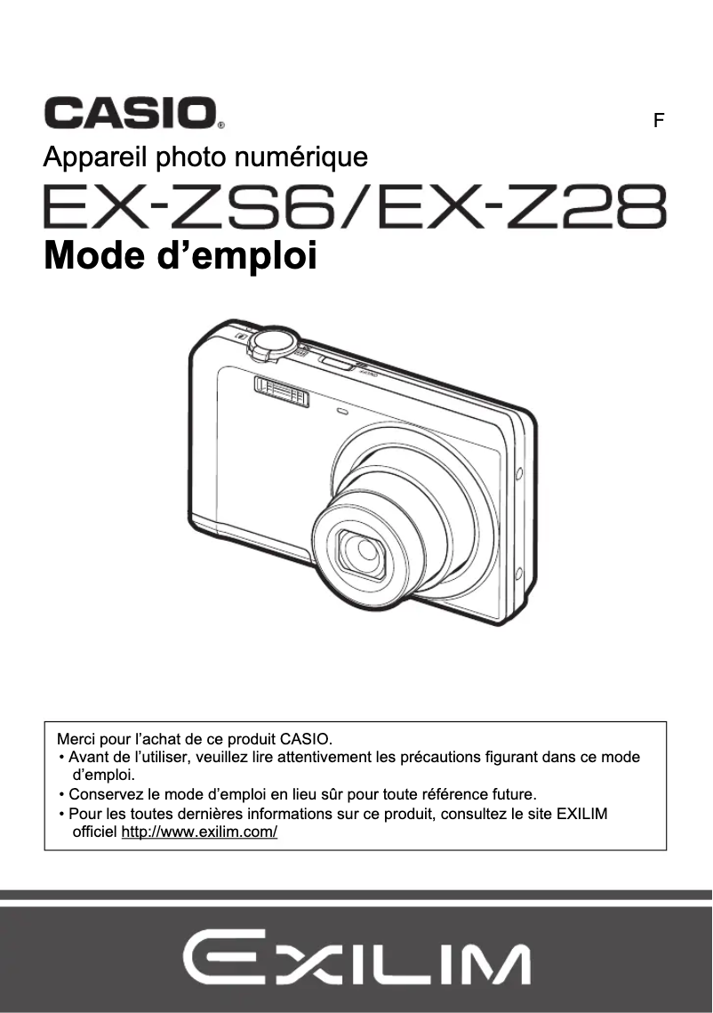 Imagen de la primera página del manual del dispositivo Exilim Zoom EX-Z28