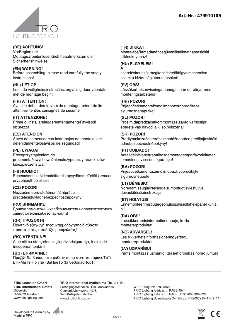 Imagen de la primera página del manual del dispositivo Azur 479910105