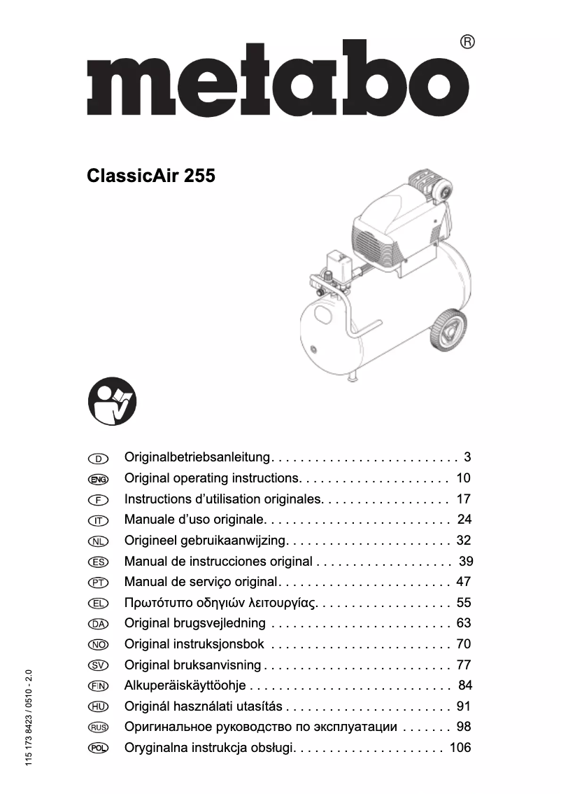 Página nº 1 - Manual de usuario Metabo Classic Air 255