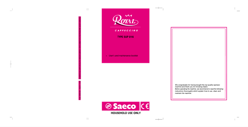 Imagen de la primera página del manual del dispositivo Saeco Royal Cappuccino SUP 016