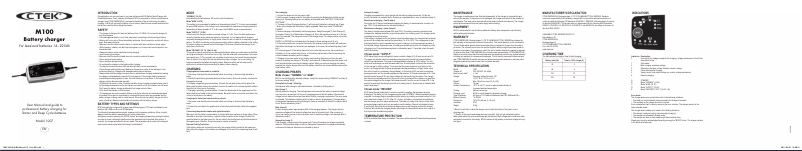 Página 1 del manual Manual de usuario Ctek M100