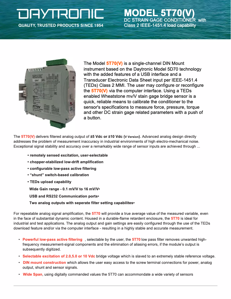 Página nº 1 - Ficha técnica Daytronic 5T70